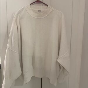 Free People Easy Street Oversized Cream Crewneck Sweater